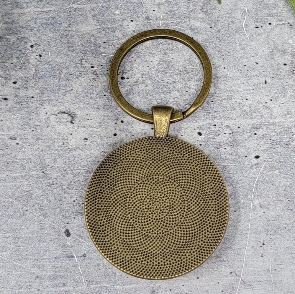 New Handmade | Yellow Maroon Navy Plaid Fabric Button Keychain